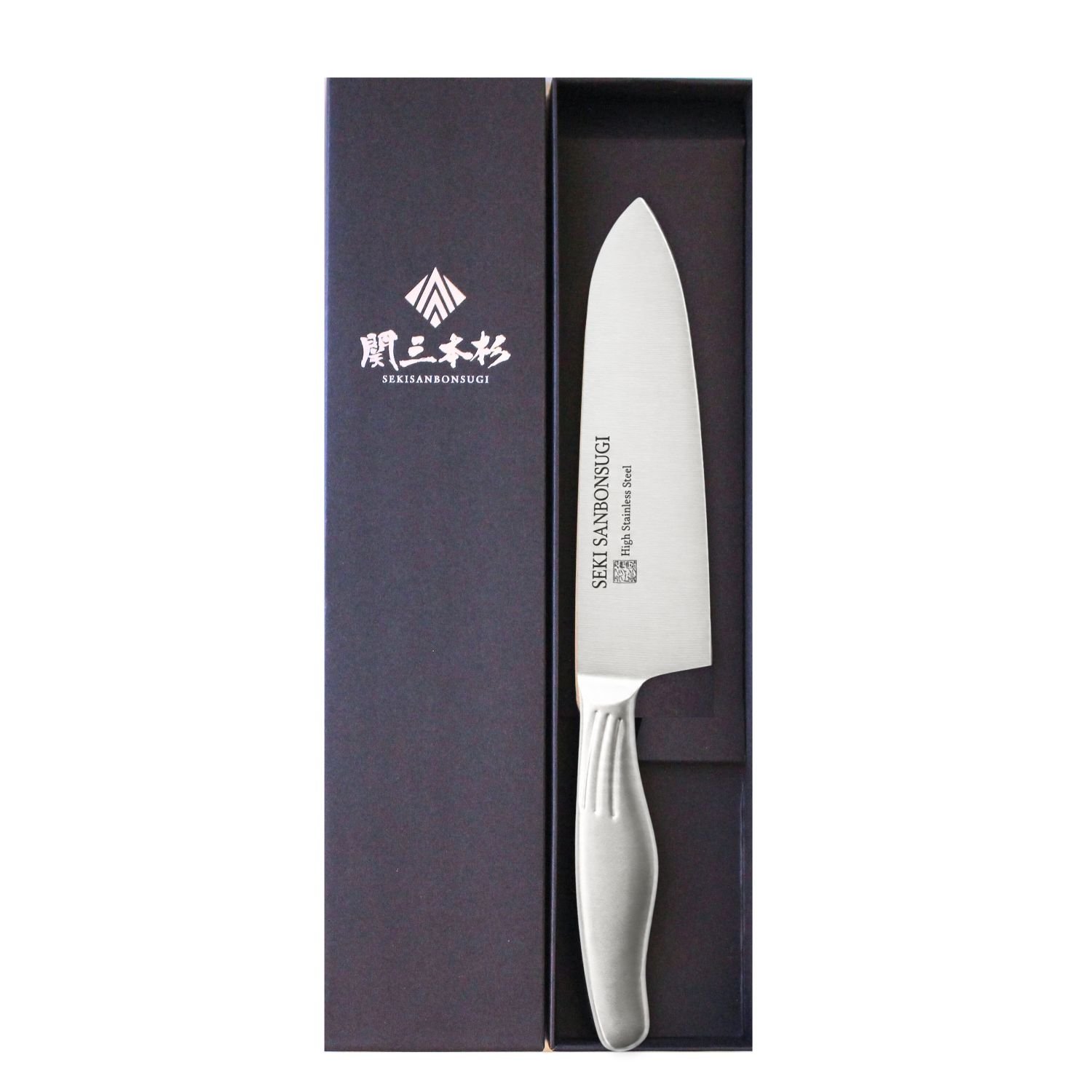 Japanese Kitchen Knife Seki Sanbonsugi - All-Purpose (Santoku) All-Stainless - 160mm - Image 2
