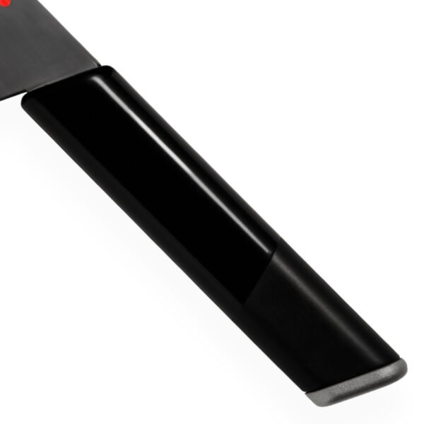 A kitchen knife focusing on its synthetic resin handle