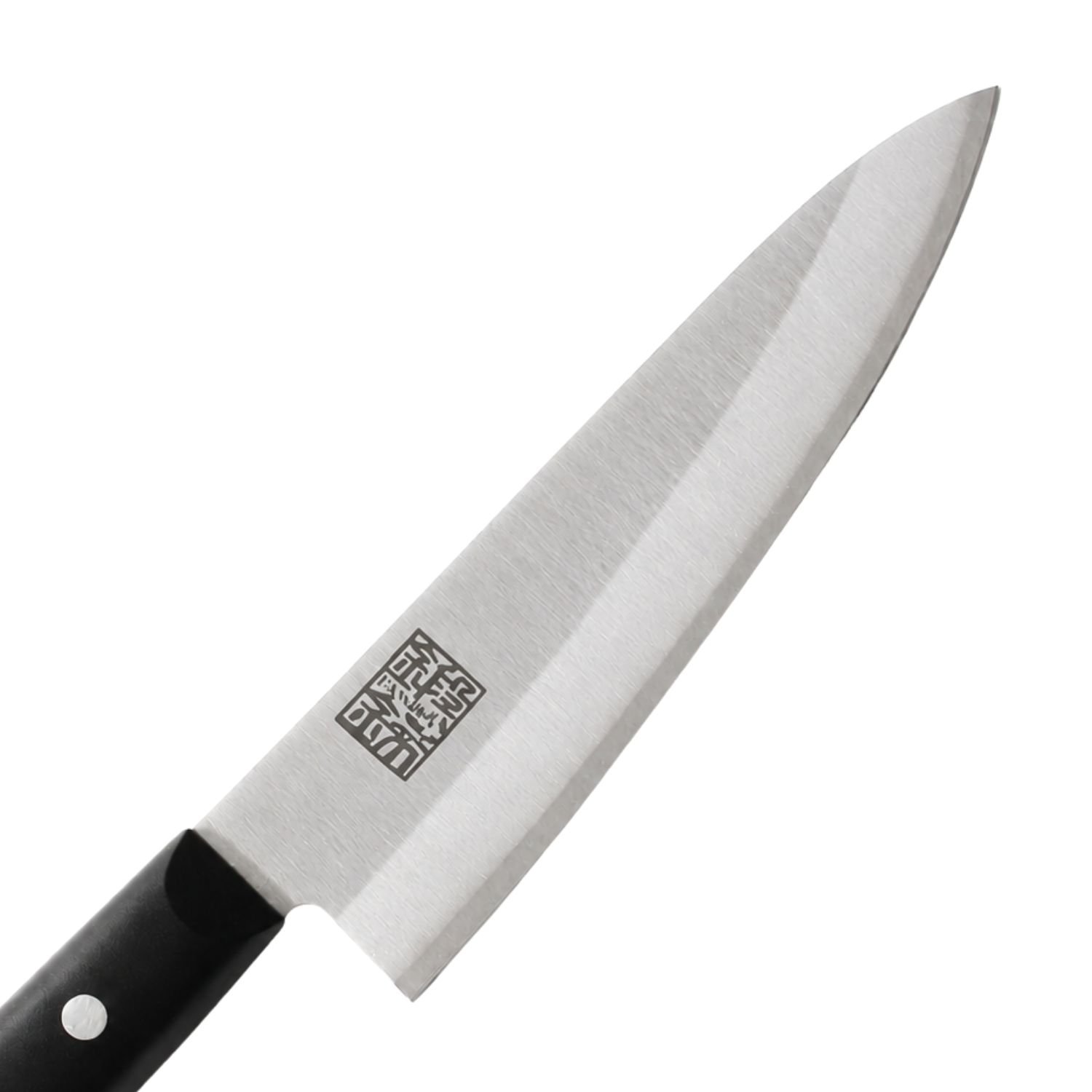 A chef's knife focusing on its blade, shown diagonally