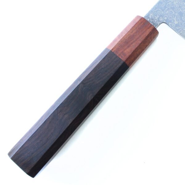 A kitchen knife focusing on its wooden handle