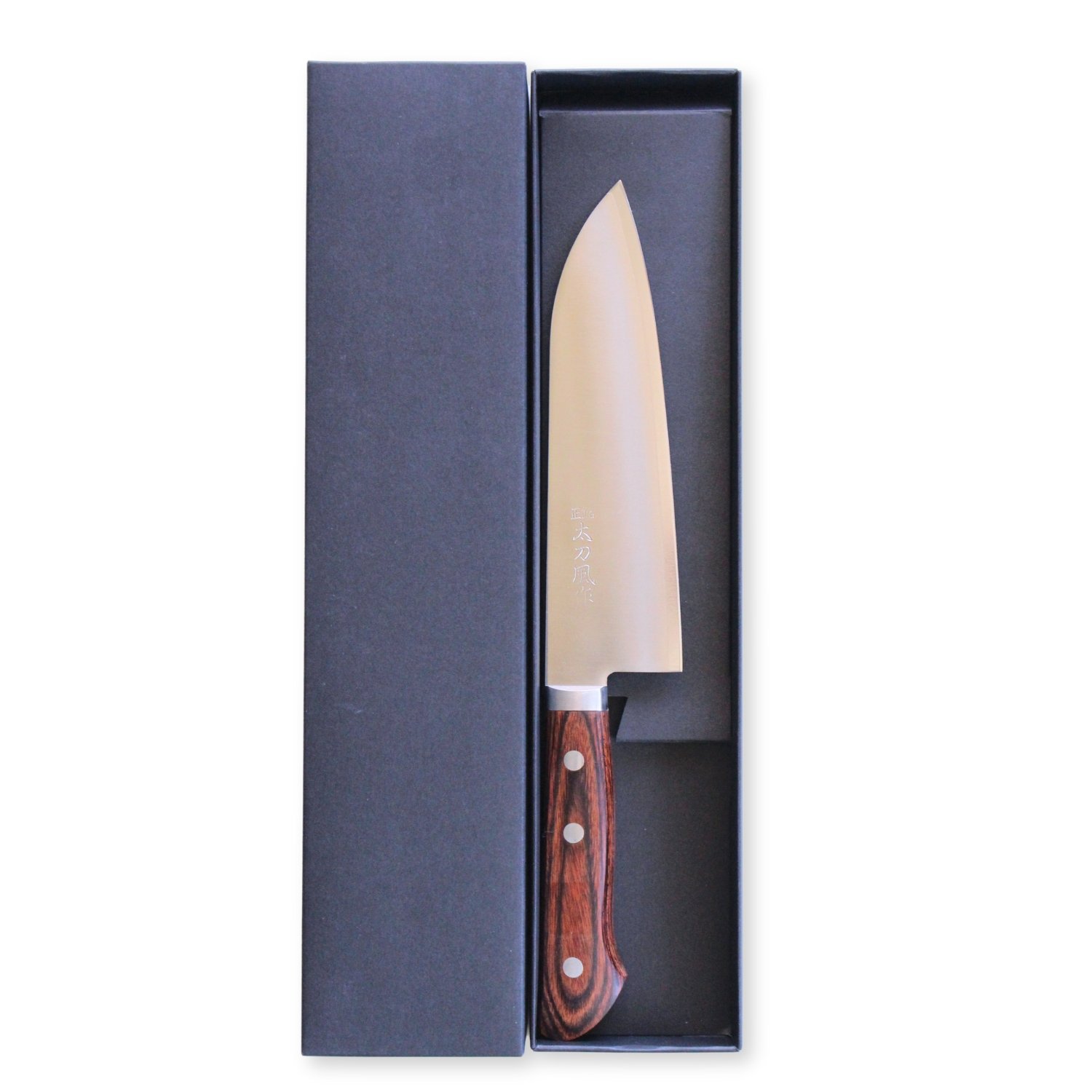 An all purpose knife displayed in a box