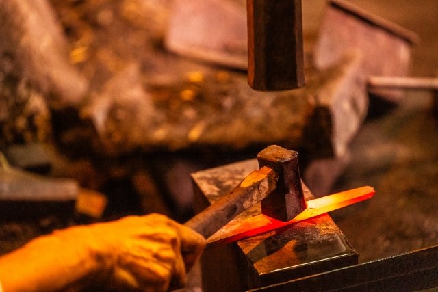 hammering a knife