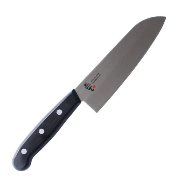 An all purpose knife displayed diagonally, showing the entire knife