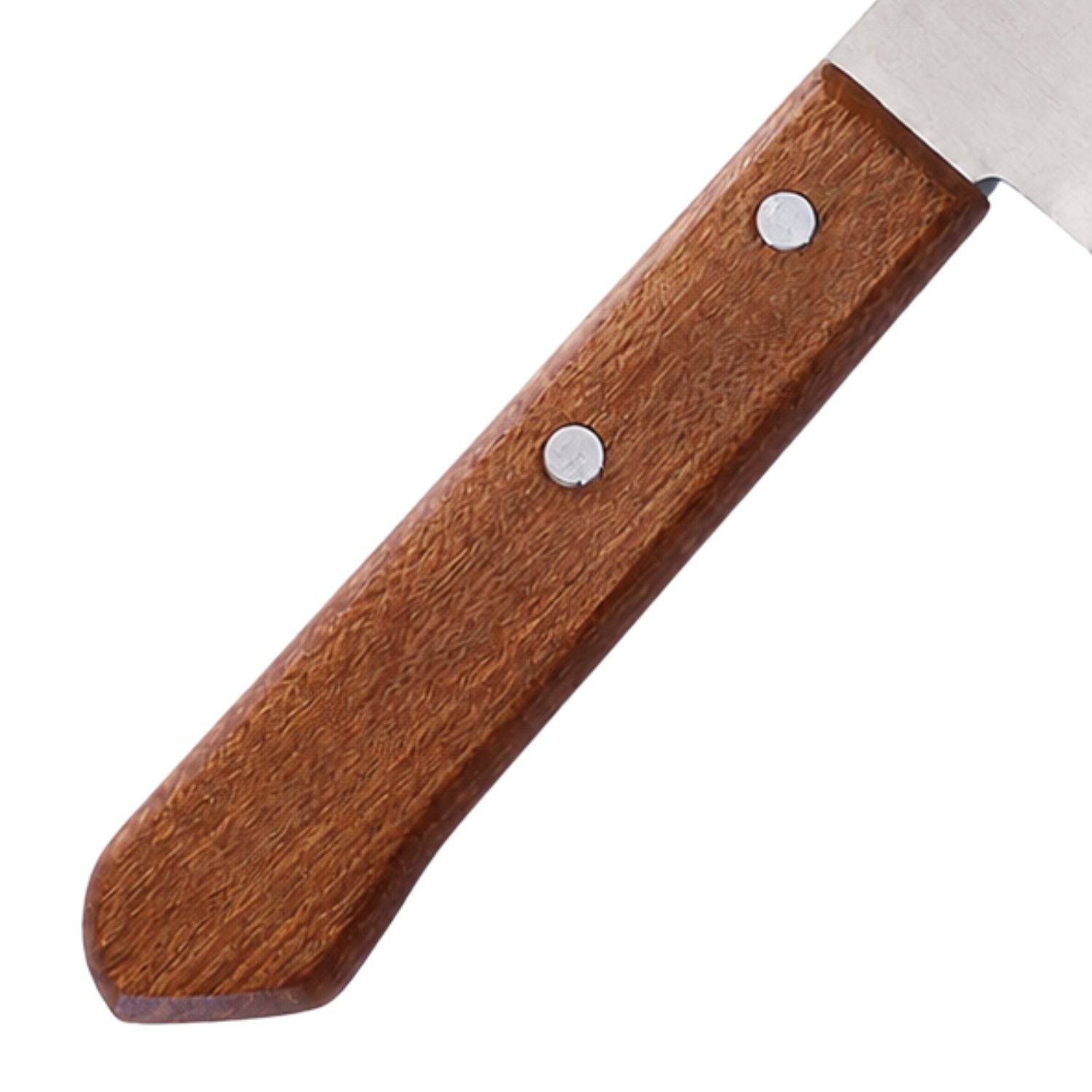 A kitchen knife focusing on its wooden handle