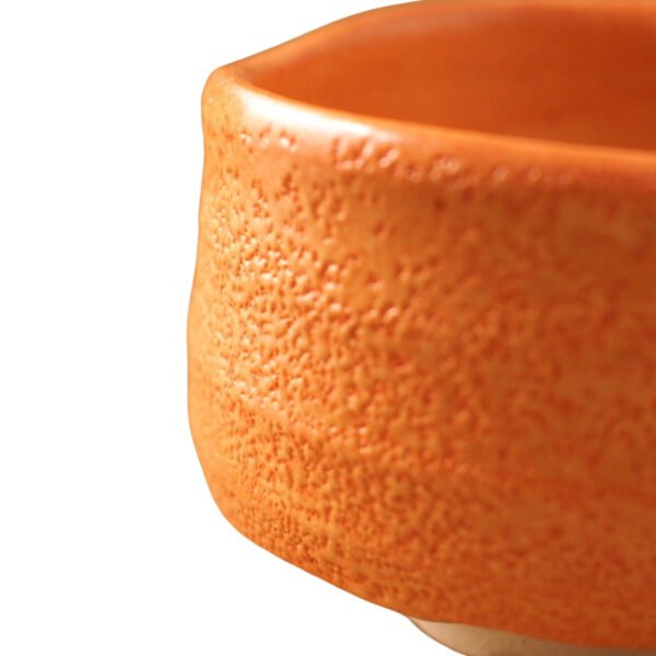 Close-up view of the matcha bowl's surface, showing its glaze and texture.