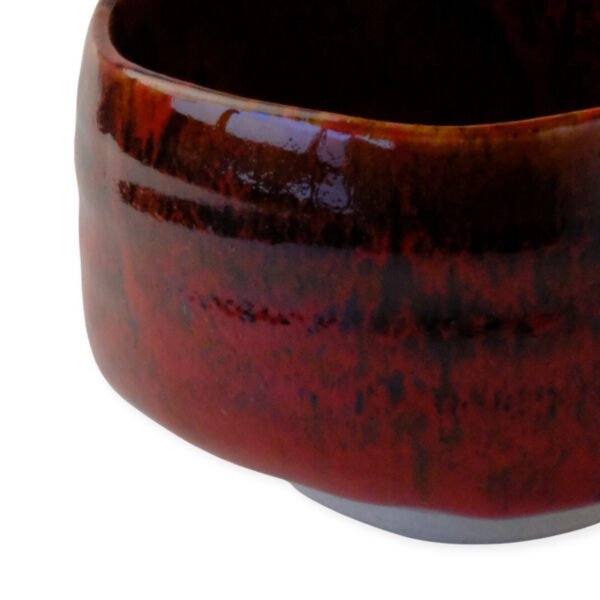 Close-up view of the matcha bowl's surface, showing its glaze and texture.