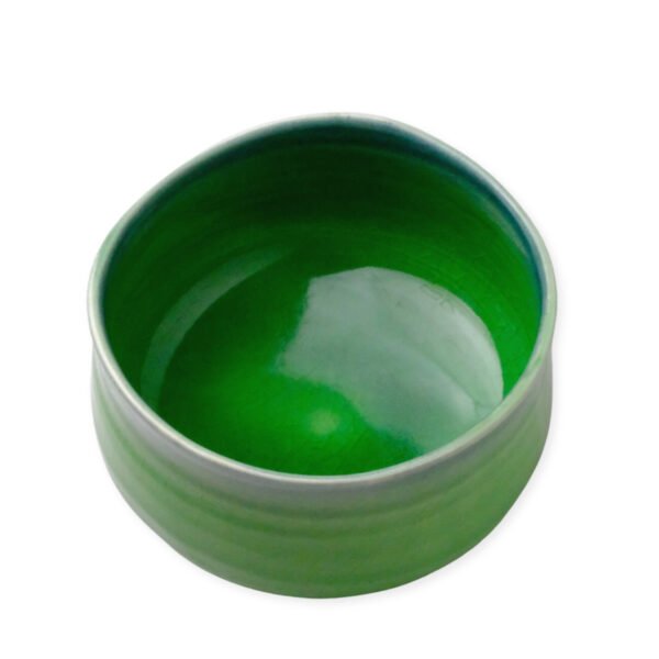 Top view of a matcha bowl, showing the interior and rim
