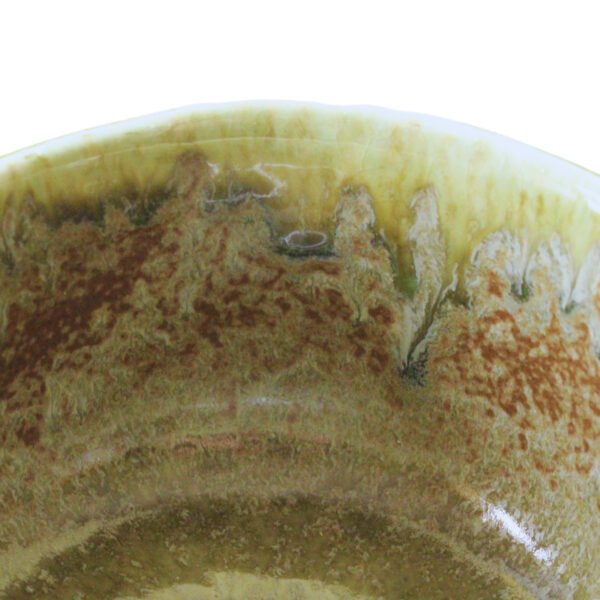 Close-up view of the matcha bowl's surface, showing its glaze and texture.