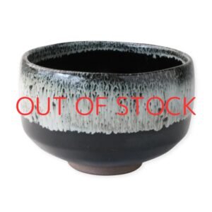 Front view of a matcha bowl showing its overall shape with a text of out of stock