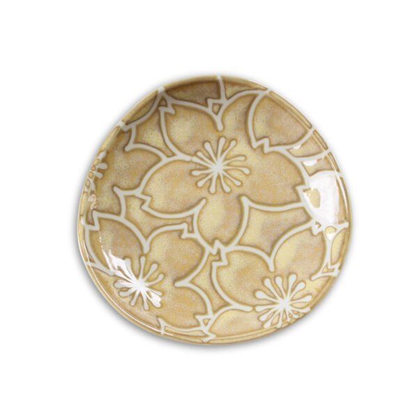 Top view of a small plate showing the entire design
