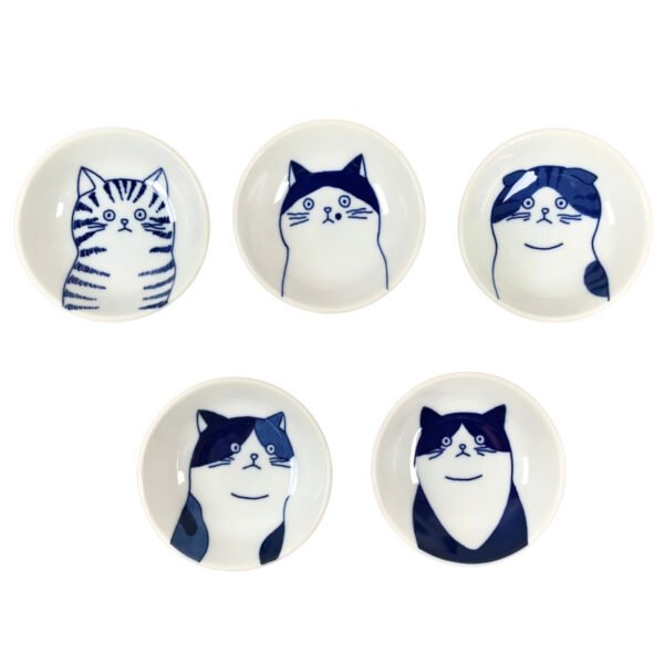 Top view of a gift set of five small plates