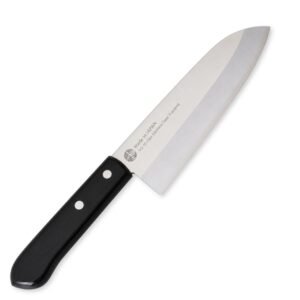 An all purpose knife displayed diagonally, showing the entire knife
