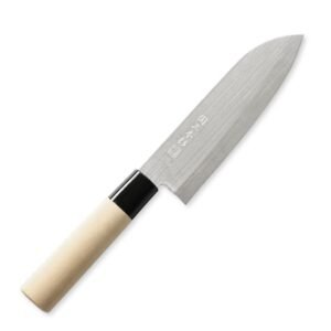An all purpose knife displayed diagonally, showing the entire knife