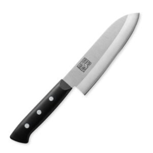 An all purpose knife displayed diagonally, showing the entire knife