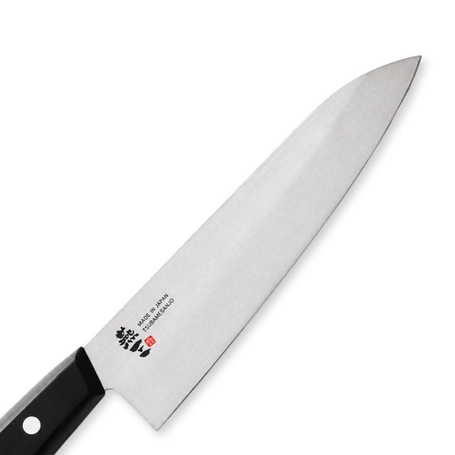 A chef's knife focusing on its blade, shown diagonally